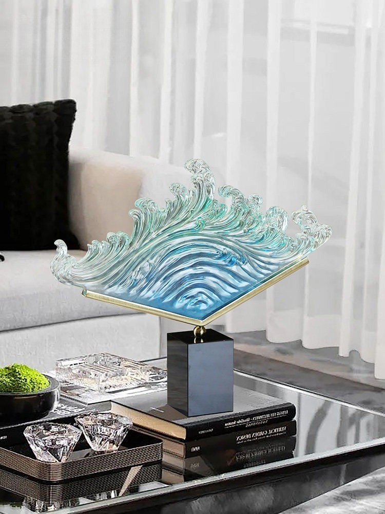 Resin Art Wedding Gift - Transparante Oceangolf Hars Sculptuur Figuur Moderne